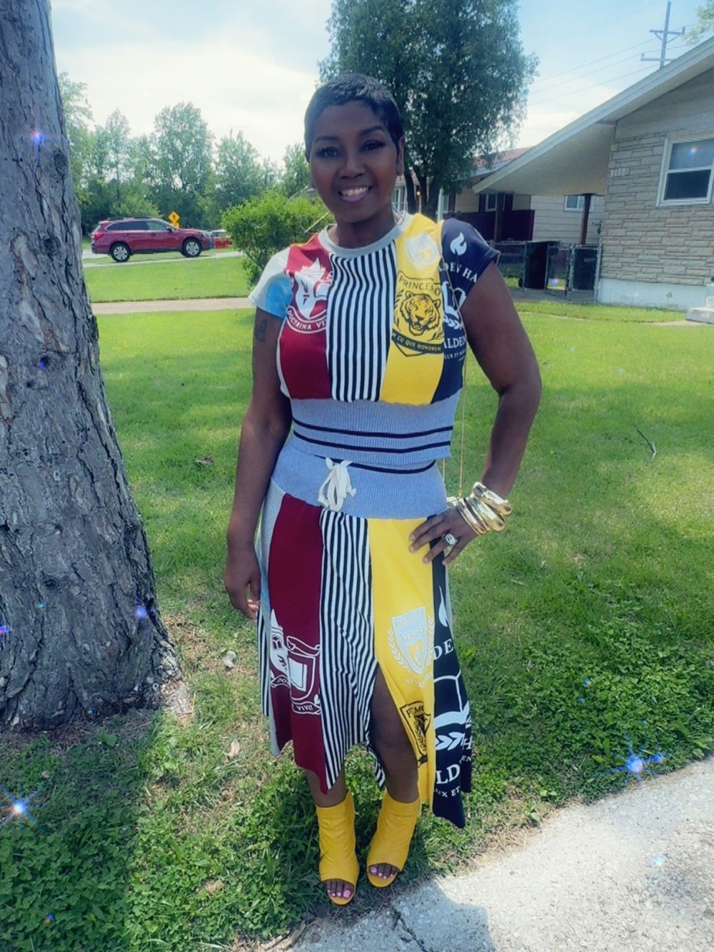 AKIRA Colorblock Patchwork 2pc Skirt and Top